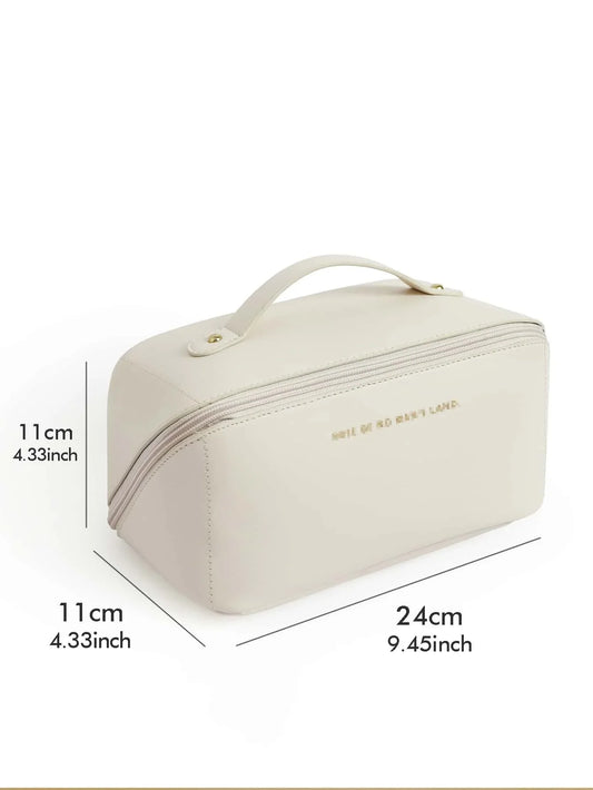 Leather Waterproof Women Travel Makeup Bag