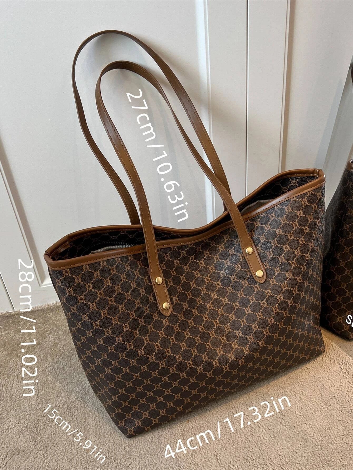 Old Flower Color Block Large Capacity Tote